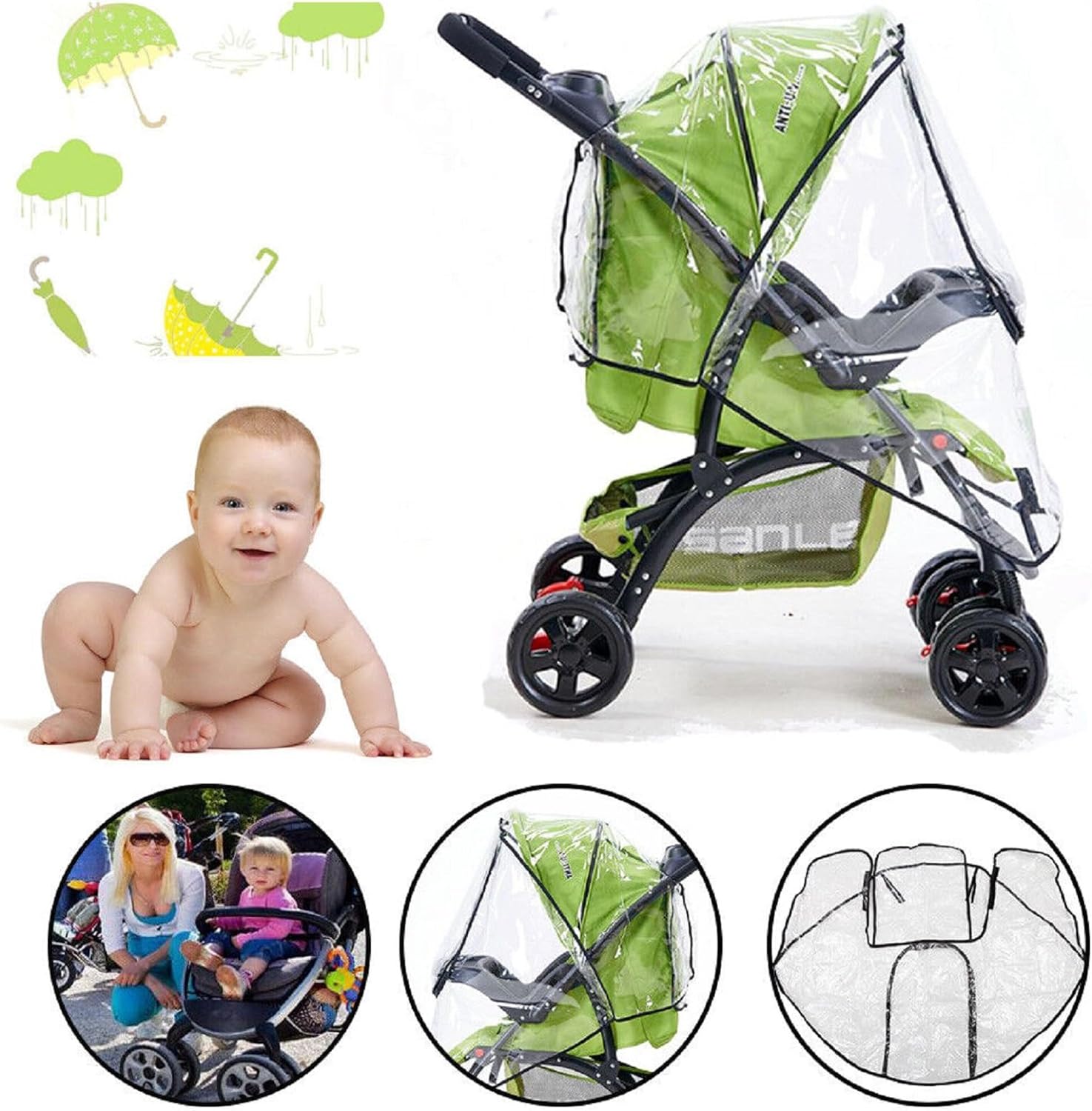 Stroller Rain Cover - Baby Stroller Rain Cover, Universal Travel